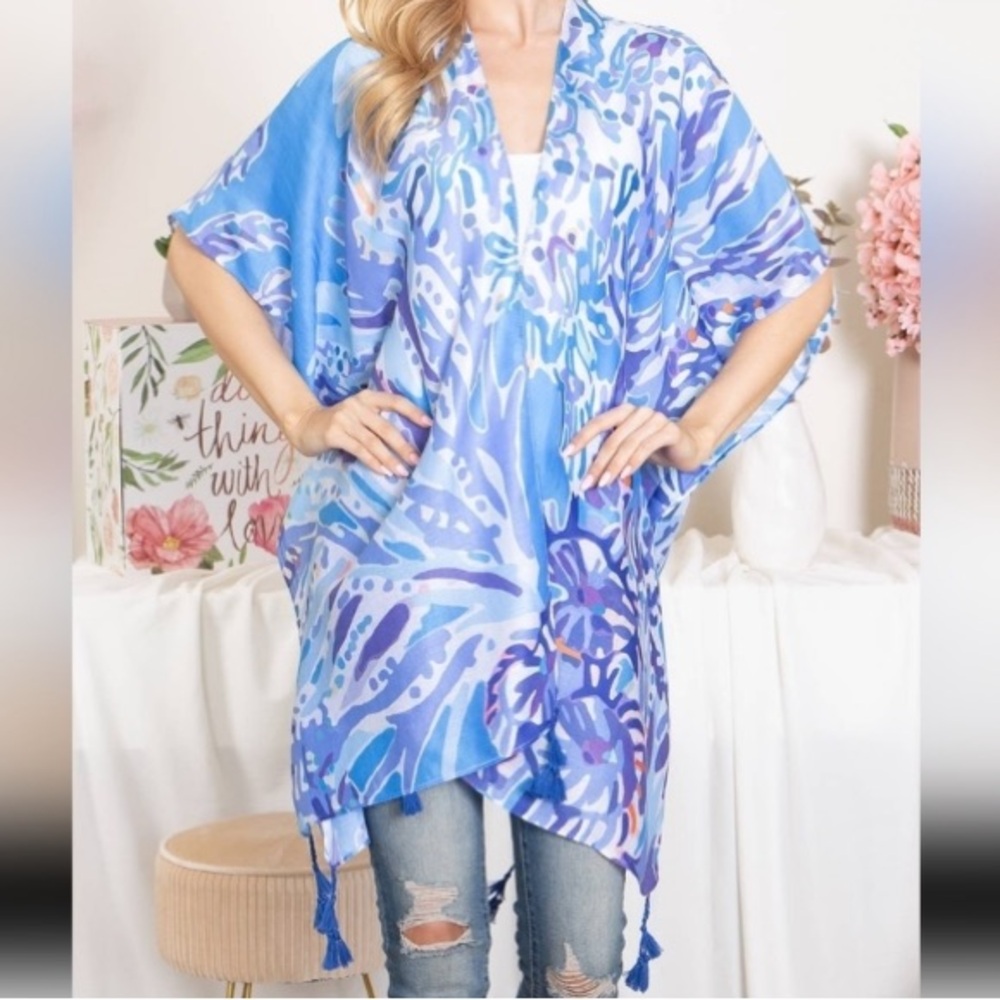 Riah | Blue & Purple Kimono with Tassels - Picture 2 of 9